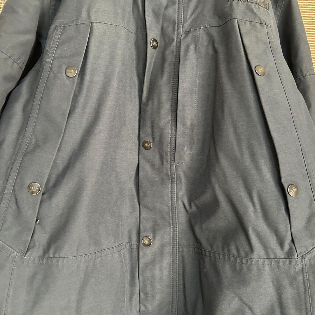 ノースフェイスダウンジャケット モッズコートネイビーフェイクファーハイベントF4