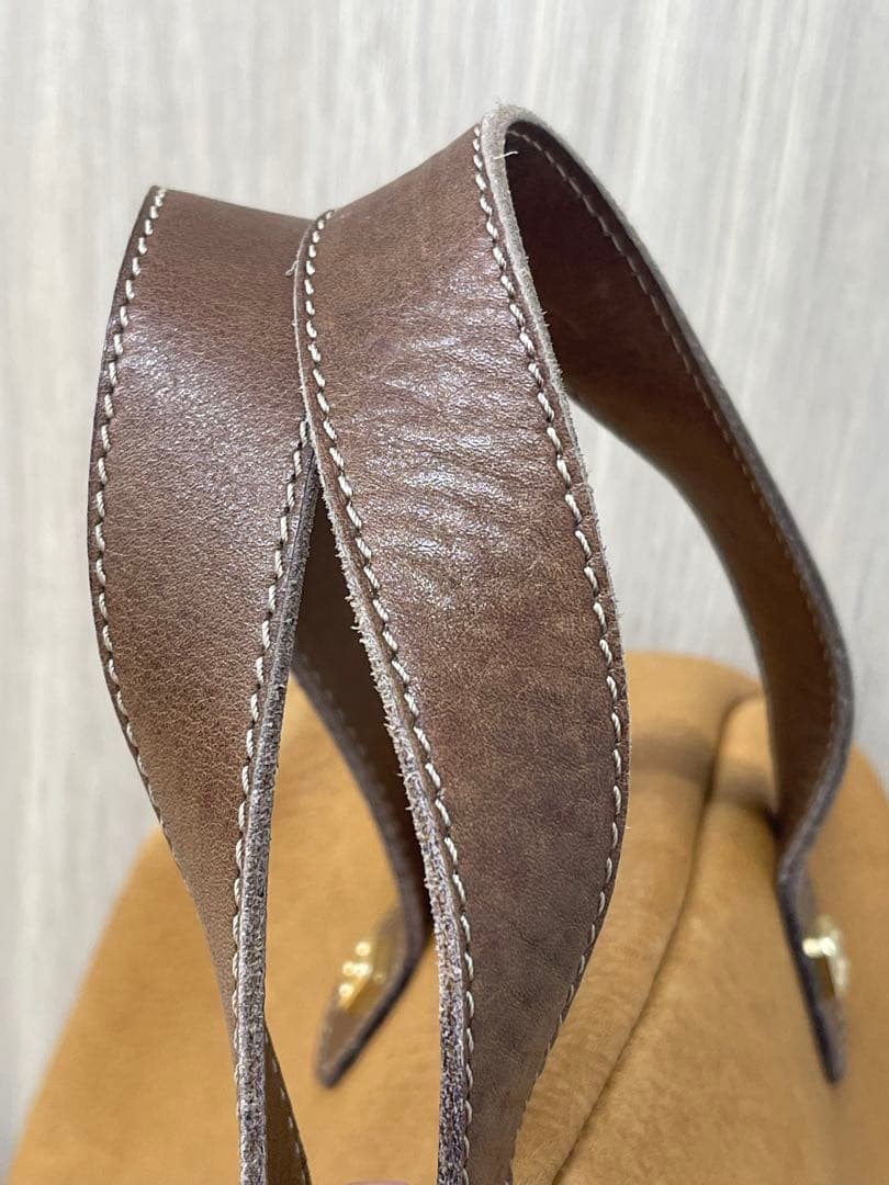 【LOEWE】ミニボストンバッグ　アナグラム　レザー　ブラウン　ヴィンテージ