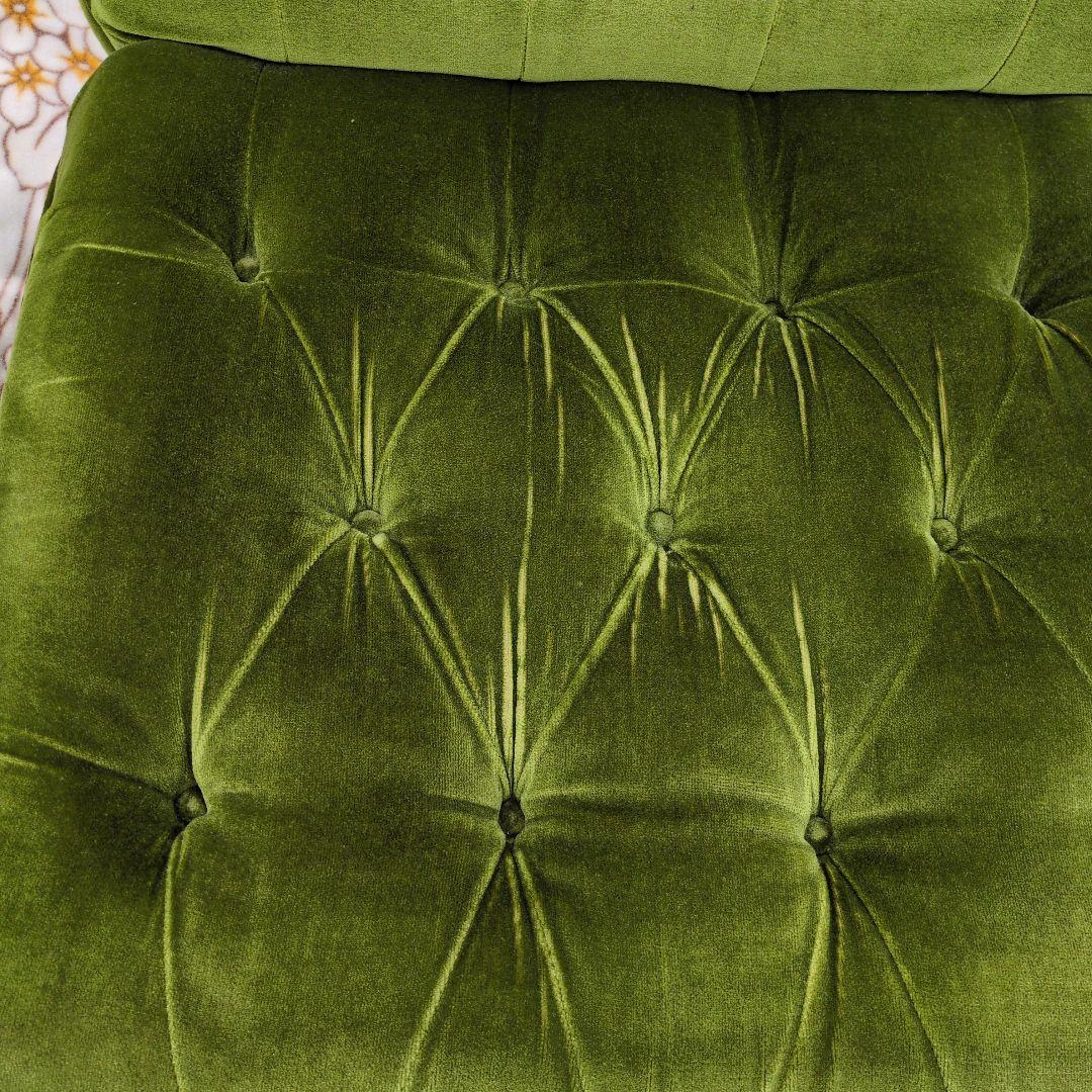 昭和レトロ オールド カリモク グリーン モケット 1人掛け ソファ①ベルベット