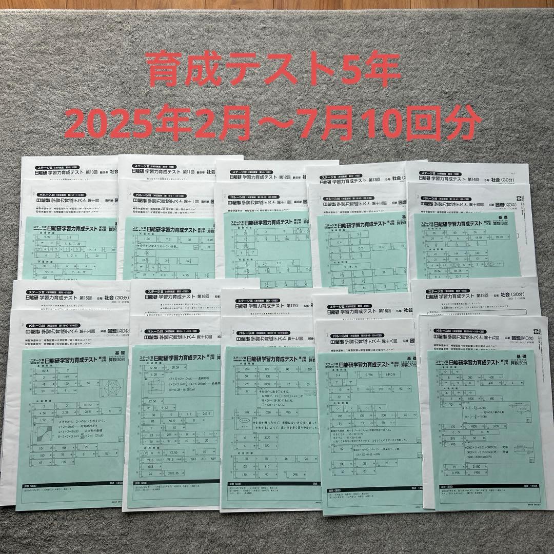 日能研　学習力育成テスト5年　前期10回分