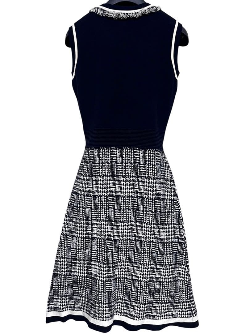 新品未使用　CORCOVADO ノースリーブニットワンピース　フリンジ　千鳥格子