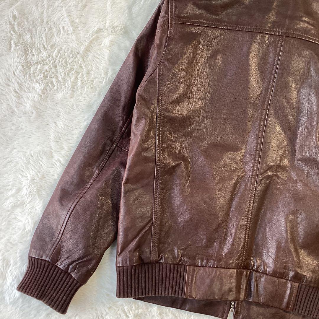 ギャップ　レザージャケット　ブラウン　ヤギ　山羊　ゴートレザー