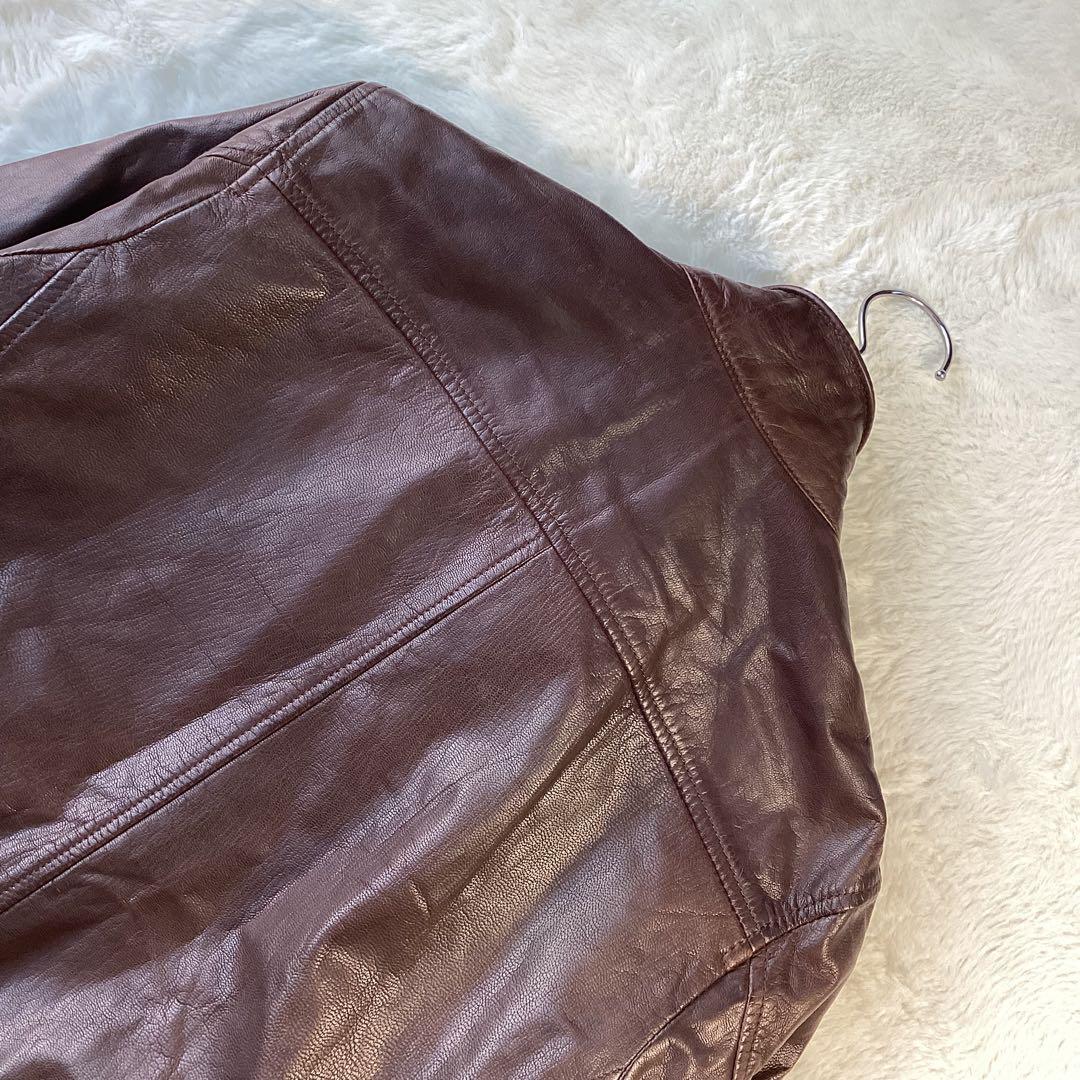ギャップ　レザージャケット　ブラウン　ヤギ　山羊　ゴートレザー