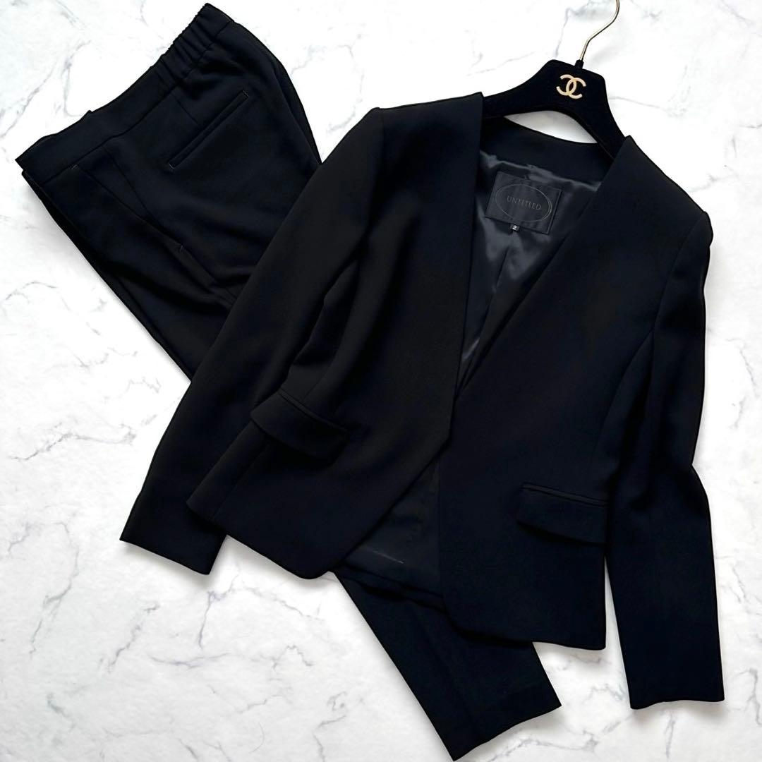 アンタイトル パンツスーツ トリアセテート ブラック 通年