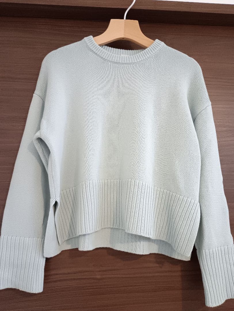 メゾンエシェル　スタンダードクルーネックニット　セージブルー