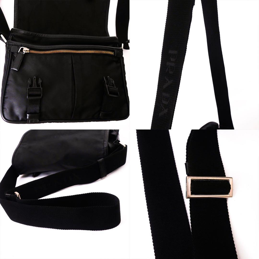 超美品 PRADA プラダ メッセンジャー バッグ ショルダーバッグ 黒 レザー
