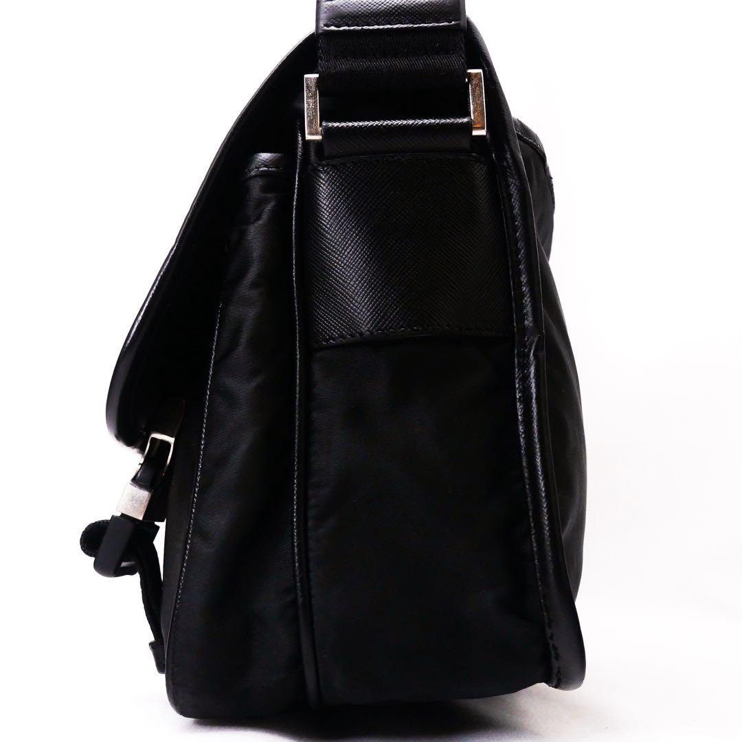 超美品 PRADA プラダ メッセンジャー バッグ ショルダーバッグ 黒 レザー