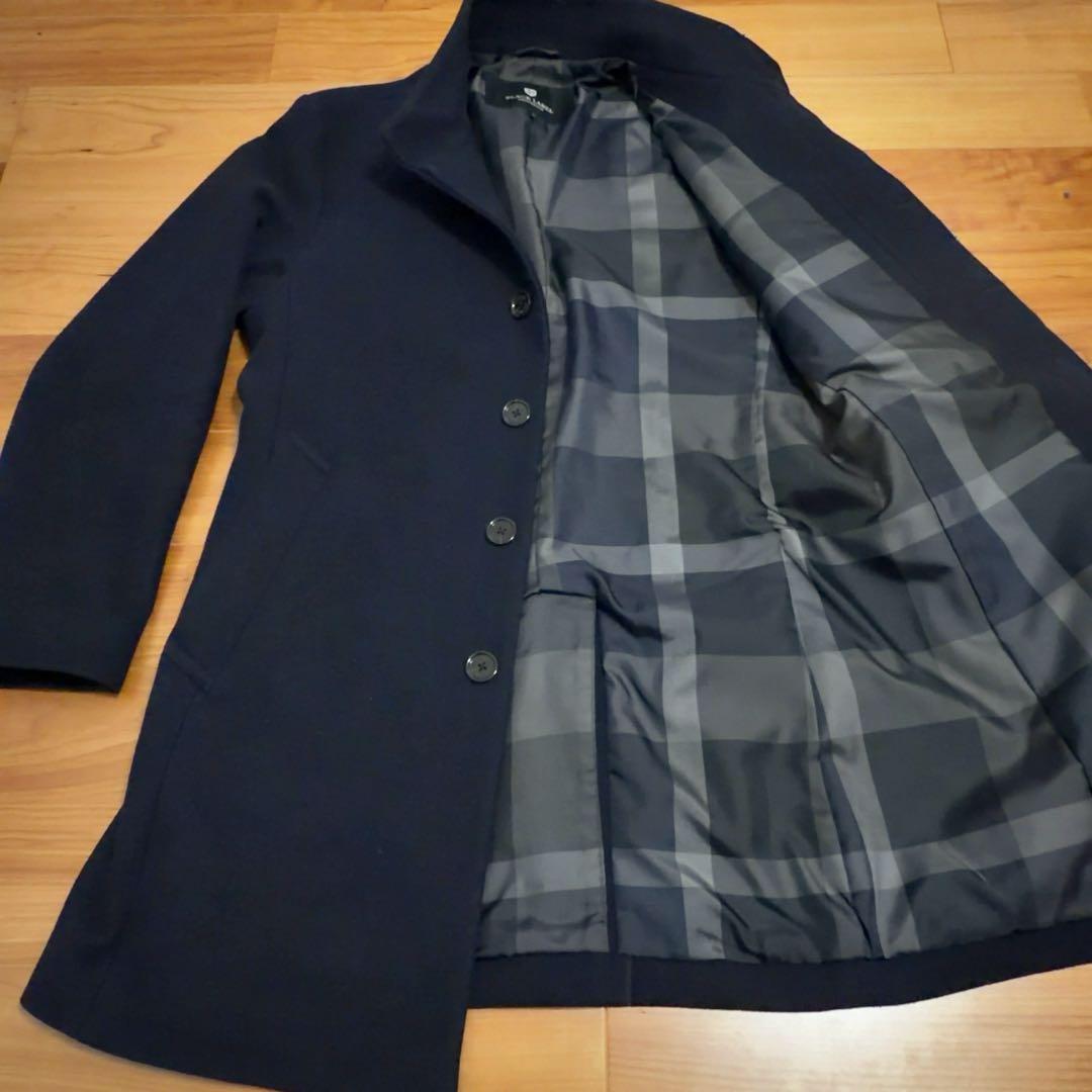ブラックレーベルクレストブリッジ ウールコート M チェック 紺 三陽商会
