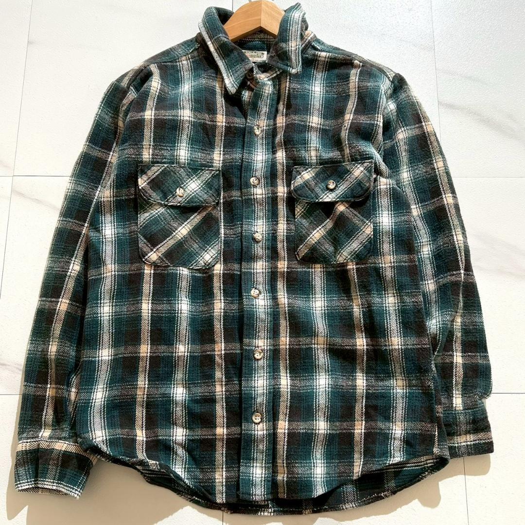90s　好配色　FIVE BROTHER　厚手　　フランネルシャツ　緑　XL