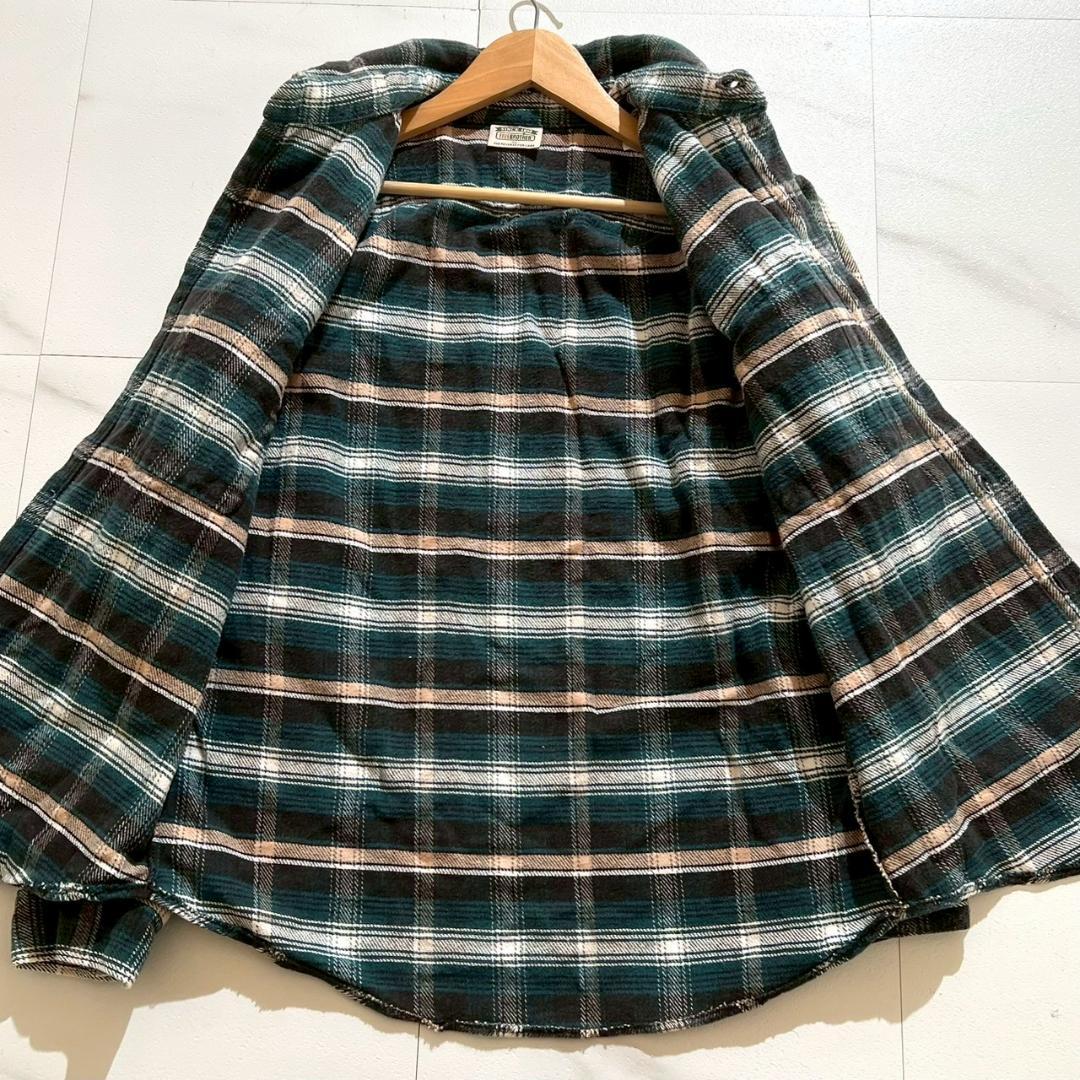 90s　好配色　FIVE BROTHER　厚手　　フランネルシャツ　緑　XL