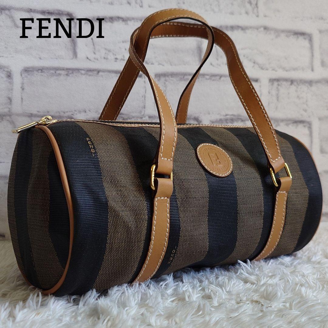 フェンディ ミニ ボストン ペカン柄 FF 型押しロゴ ハンドバッグ 男女兼用