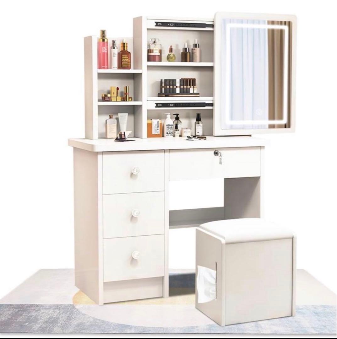 新品V01ドレッサー　女優ミラー　スツール付き　鏡
