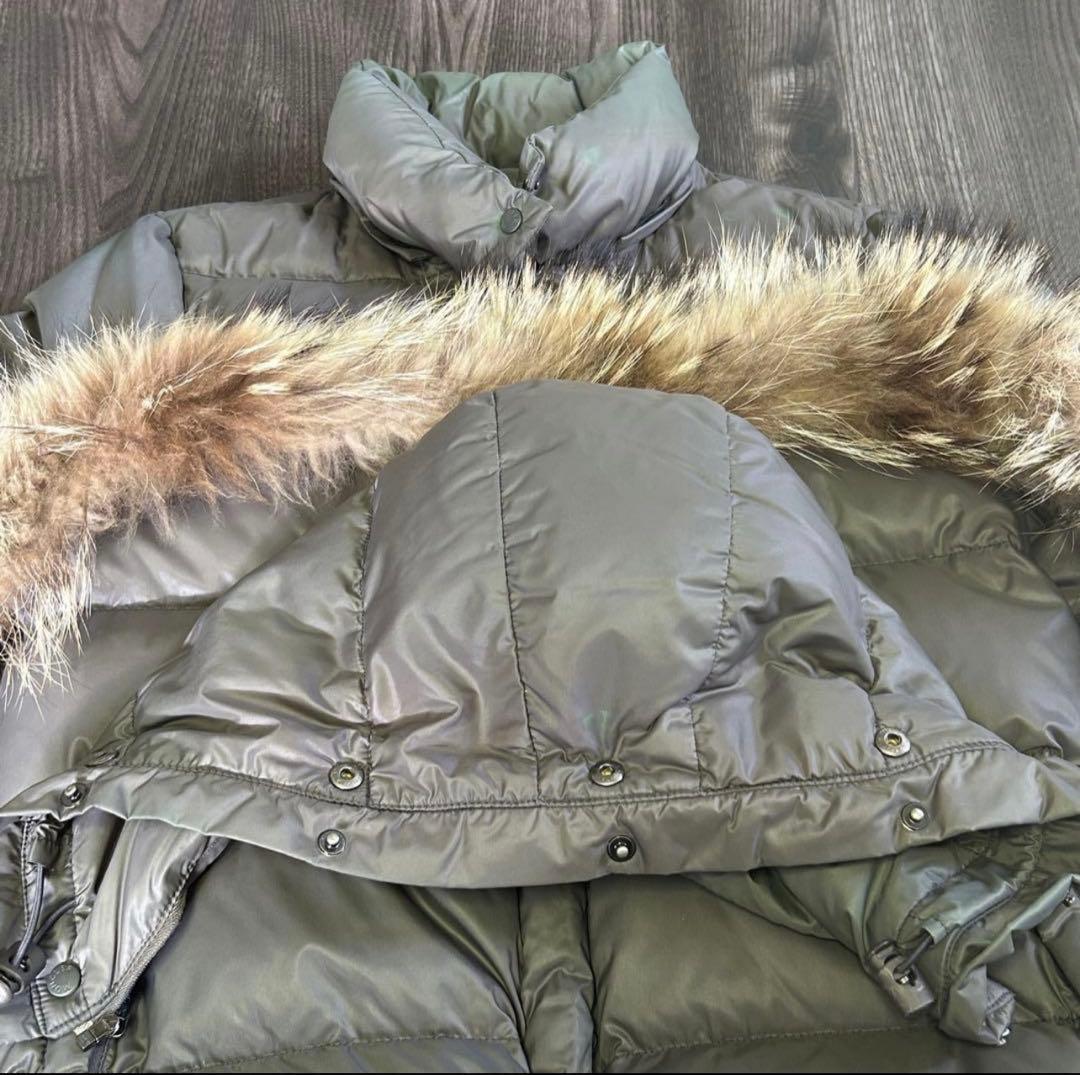 モンクレール メス ダウンジャケット フードファー付 00 グレージュ 希少