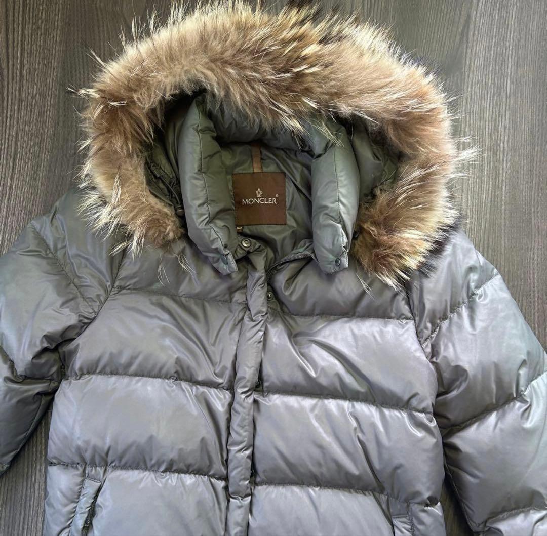 モンクレール メス ダウンジャケット フードファー付 00 グレージュ 希少
