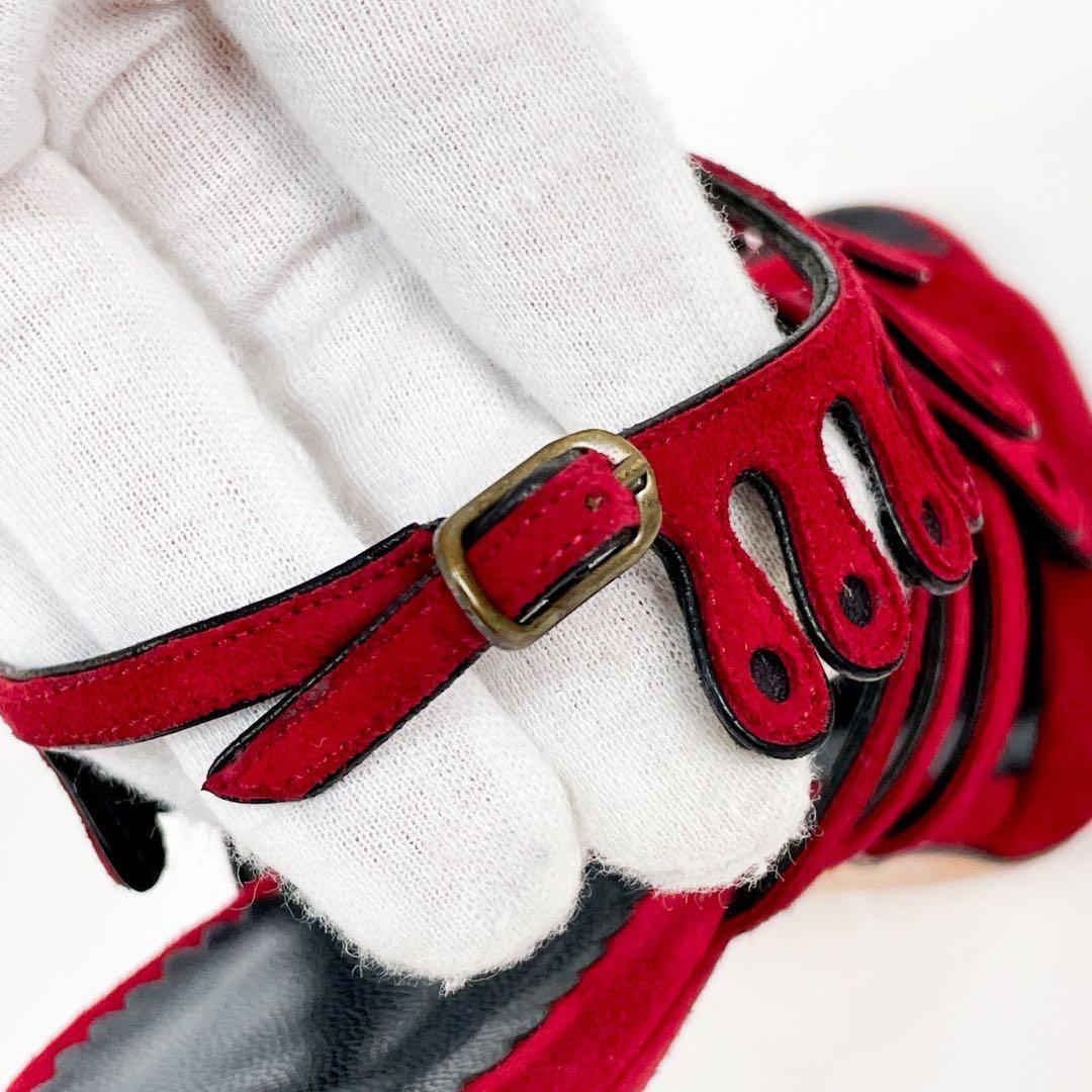 極美品 希少デザイン マノロブラニク ハイヒール ミュール パンプス レッド