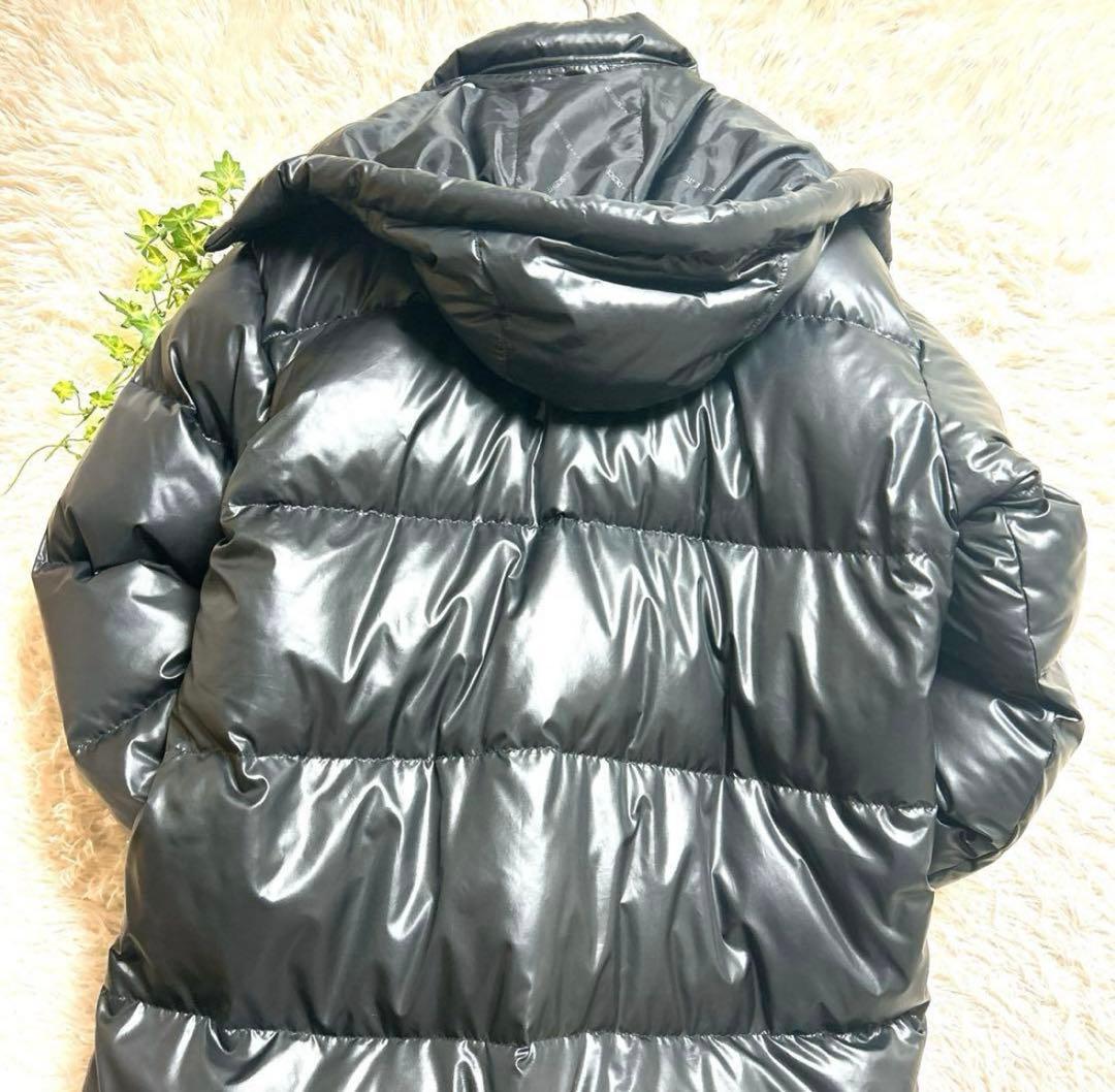 【美品】デサント ダウンコート ロング 光沢 M ベンチコート 黒