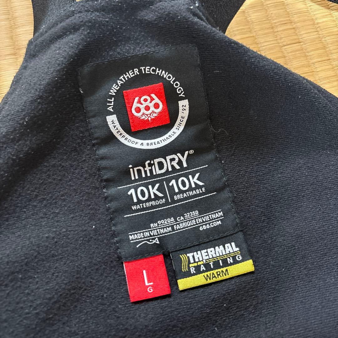 686 スノーボード ビブパンツ Lサイズ 美品