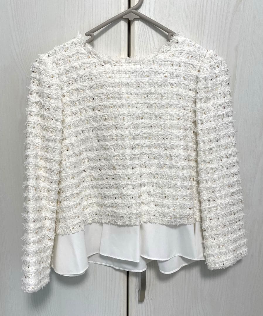 M マーリエル カセット ☆ラメスパンコールツイードブラウス