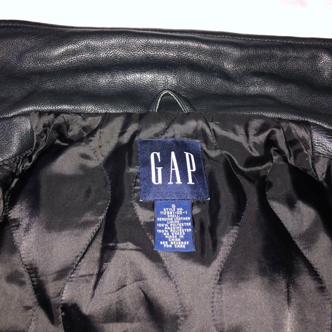【美品】OLD GAP レザー ジャケット カーコート 黒 S シングル 90s