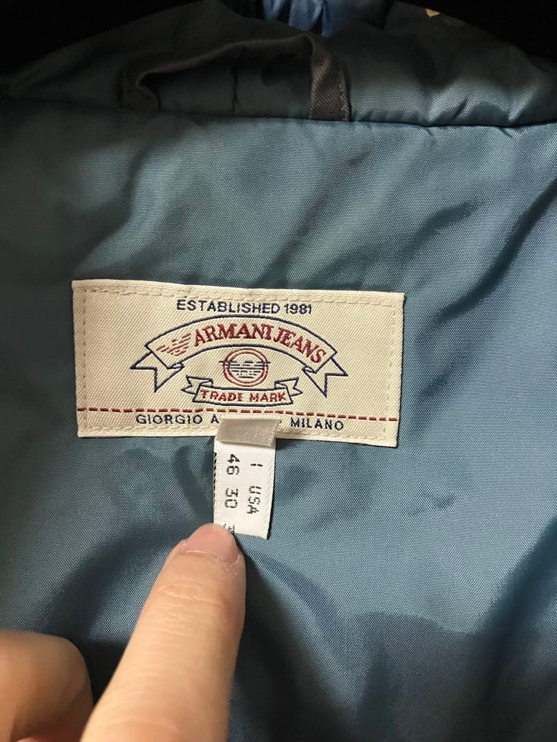 armani jeans 90s フーデットブルゾン　中綿