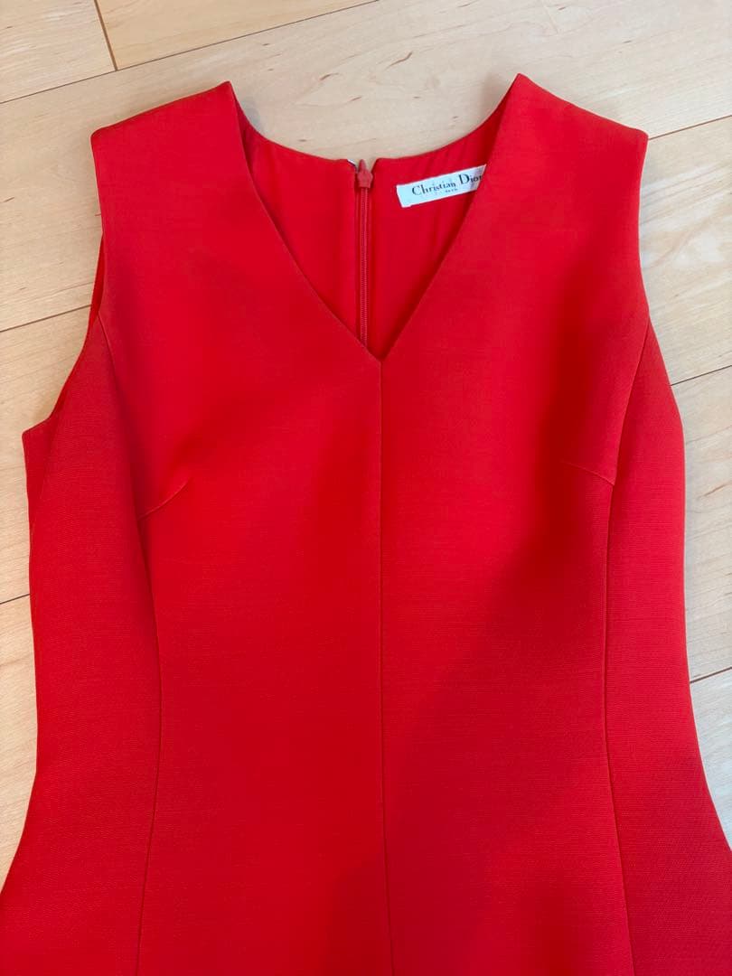 Christian Dior ノースリーブワンピース レッドS