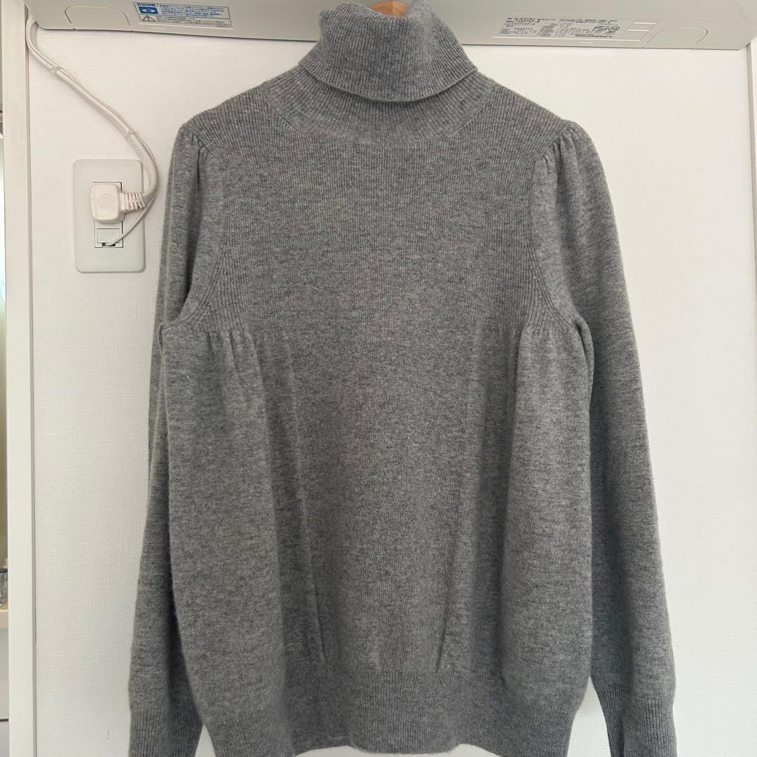 【試着のみ】Drawer カシミヤ リブギャザータートルネック ニット