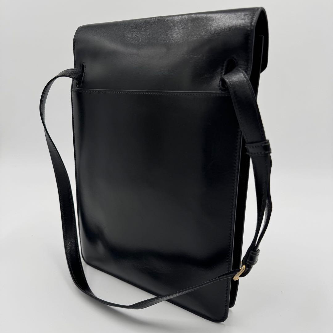 HERMES エルメス レザー ウエストバッグ ボディバッグ ブラック O刻印