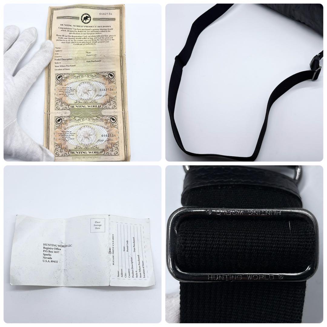 ハンティングワールド ショルダーバッグ メッセンジャーバッグ ブラック レザー