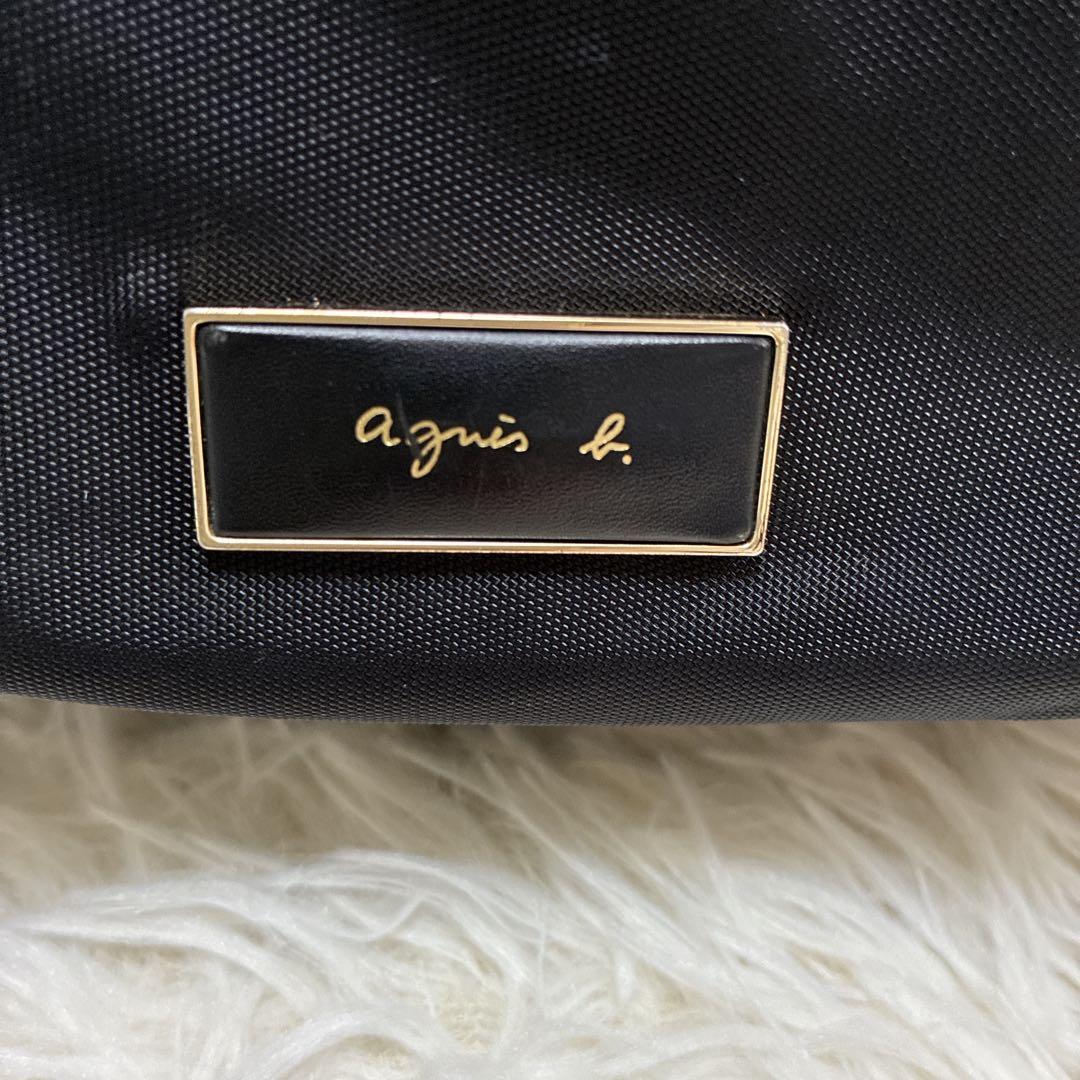 アニエスベー リュックサック A4大容量 ナイロン 黒 ロゴプレート ゴールド