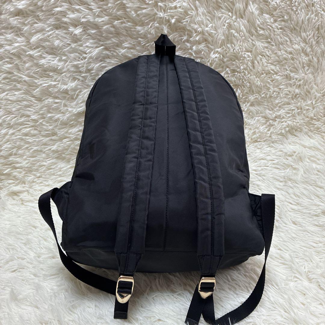 アニエスベー リュックサック A4大容量 ナイロン 黒 ロゴプレート ゴールド