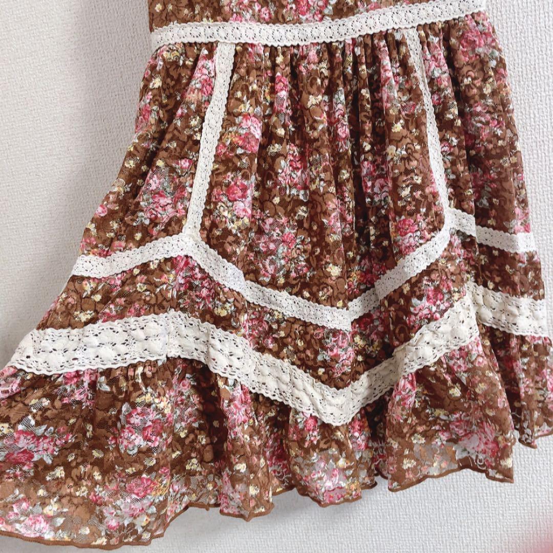 LIZLISA リズリサ チョコレート色 花柄ワンピース フラワー 平成 y2k