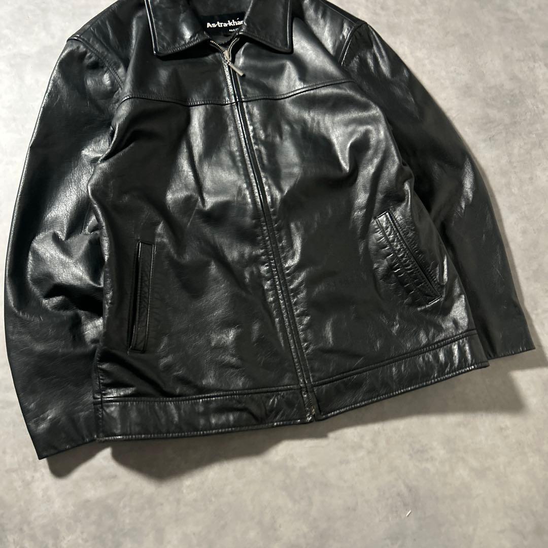 【NA】ヴィンテージ ジップアップ 本革 レザー ブルゾン ジャケットレーシング
