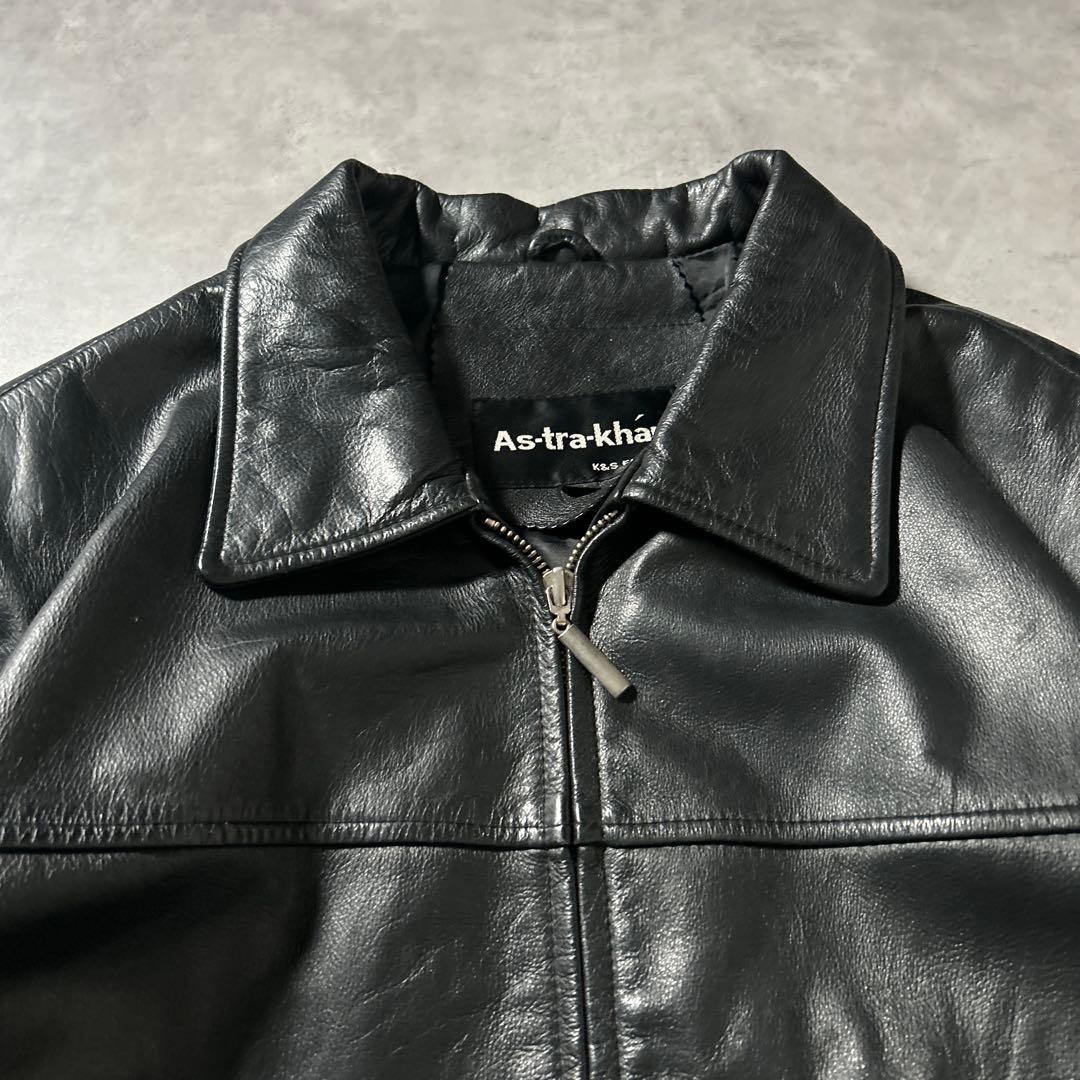 【NA】ヴィンテージ ジップアップ 本革 レザー ブルゾン ジャケットレーシング