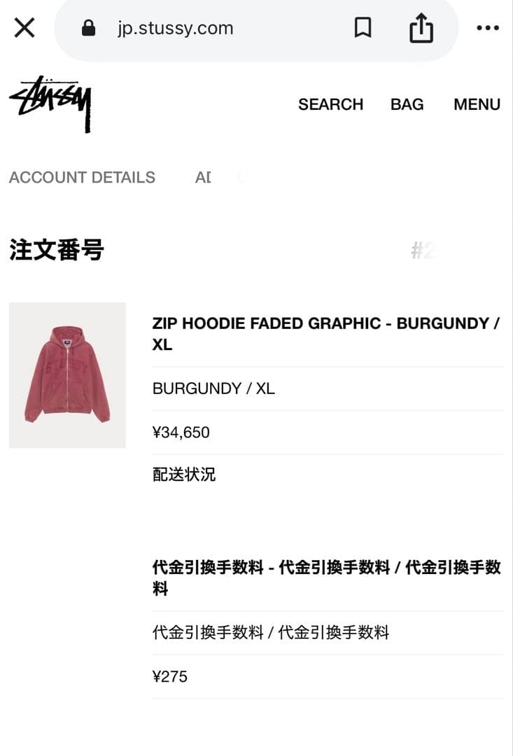 Stussy フルジップパーカー正規品