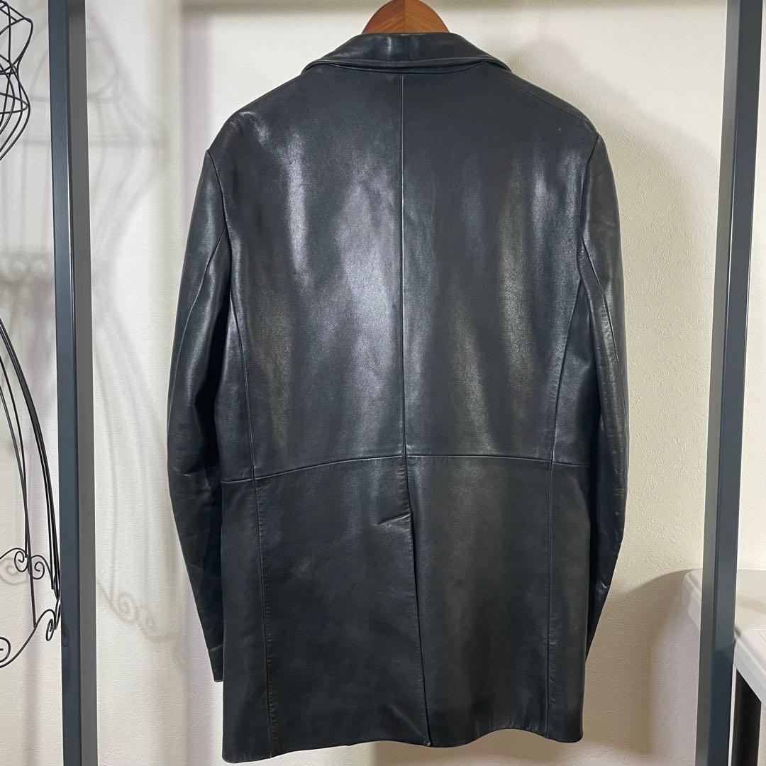 オ*ム様 DOLCE&GABBANA ブラック レザー テーラードジャケット