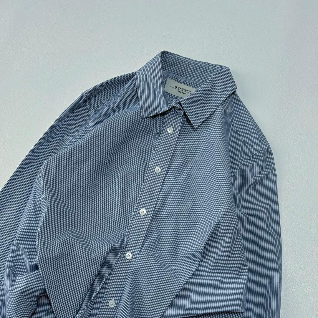 Max Mara マックスマーラ　ストライプシャツ 変形　フリル アシンメトリー