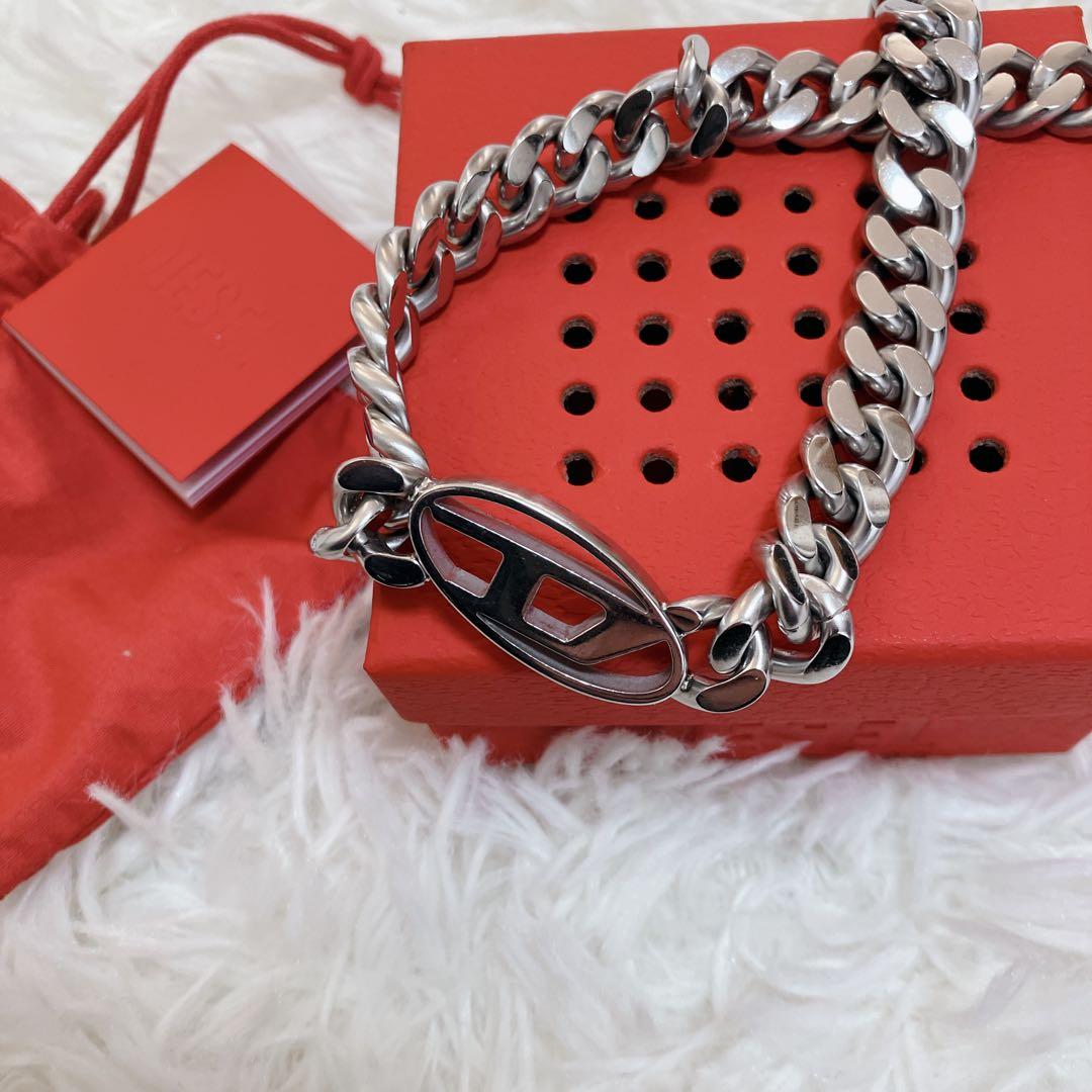 現行 美品 DIESEL チェーンネックレス ステンレス 50cm 喜平