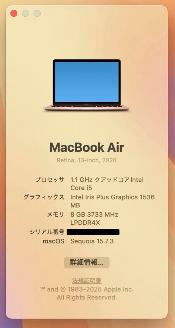【即日発送】Macbook air 2020 ゴールド