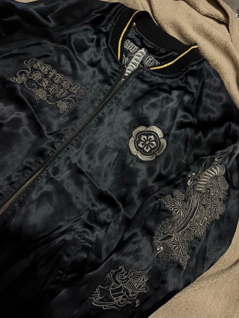 美品 ２面用 雅結 蛇 スカル 日本限定 silk スカジャン vintage