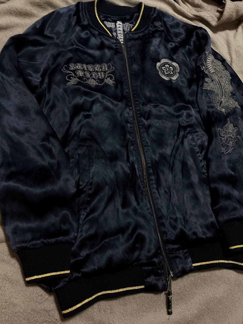 美品 ２面用 雅結 蛇 スカル 日本限定 silk スカジャン vintage