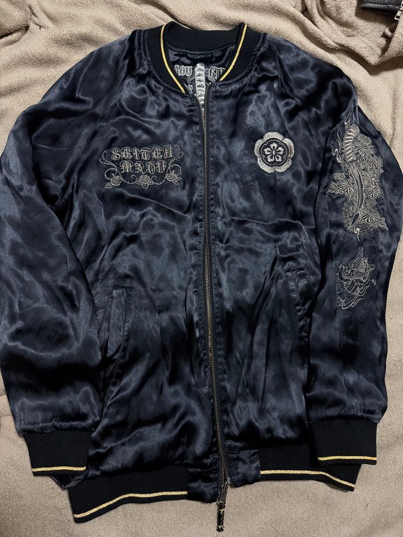 美品 ２面用 雅結 蛇 スカル 日本限定 silk スカジャン vintage