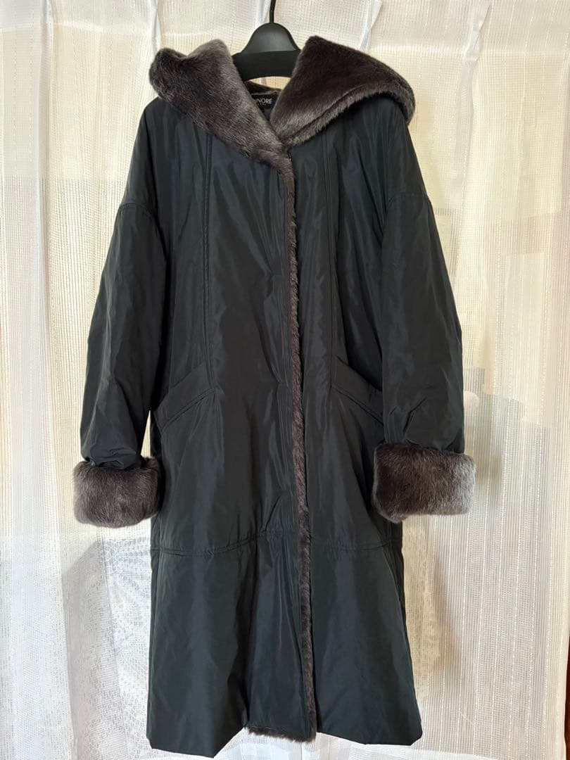PINORE LUXE（ピノーレ リュクス） ファー付きロングコート　40