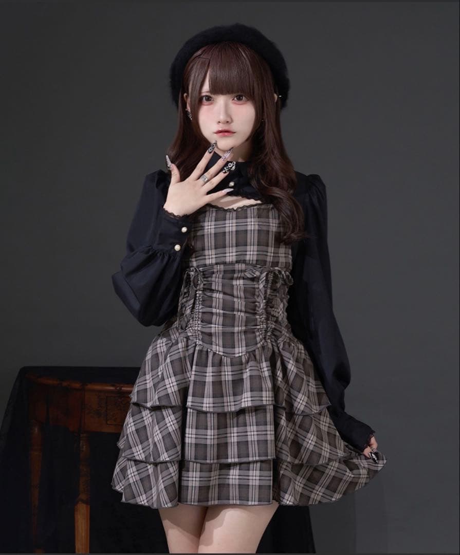 Pal elfy ドロストティアードキャミワンピース ブラウン 完売色