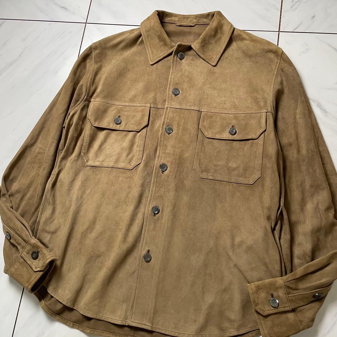Cinquanta ゴートスエード シャツジャケット 山羊革 ブラウン 48