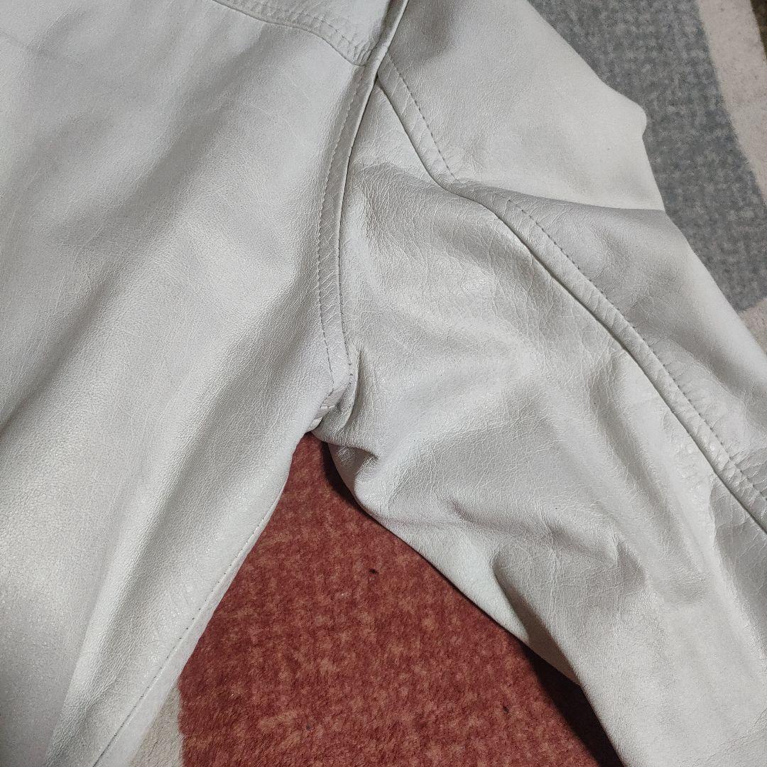 ハーレーダビッドソン　本革ホワイトレザーシングルライダースジャケット　日本製