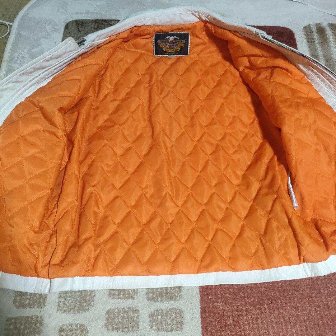 ハーレーダビッドソン　本革ホワイトレザーシングルライダースジャケット　日本製