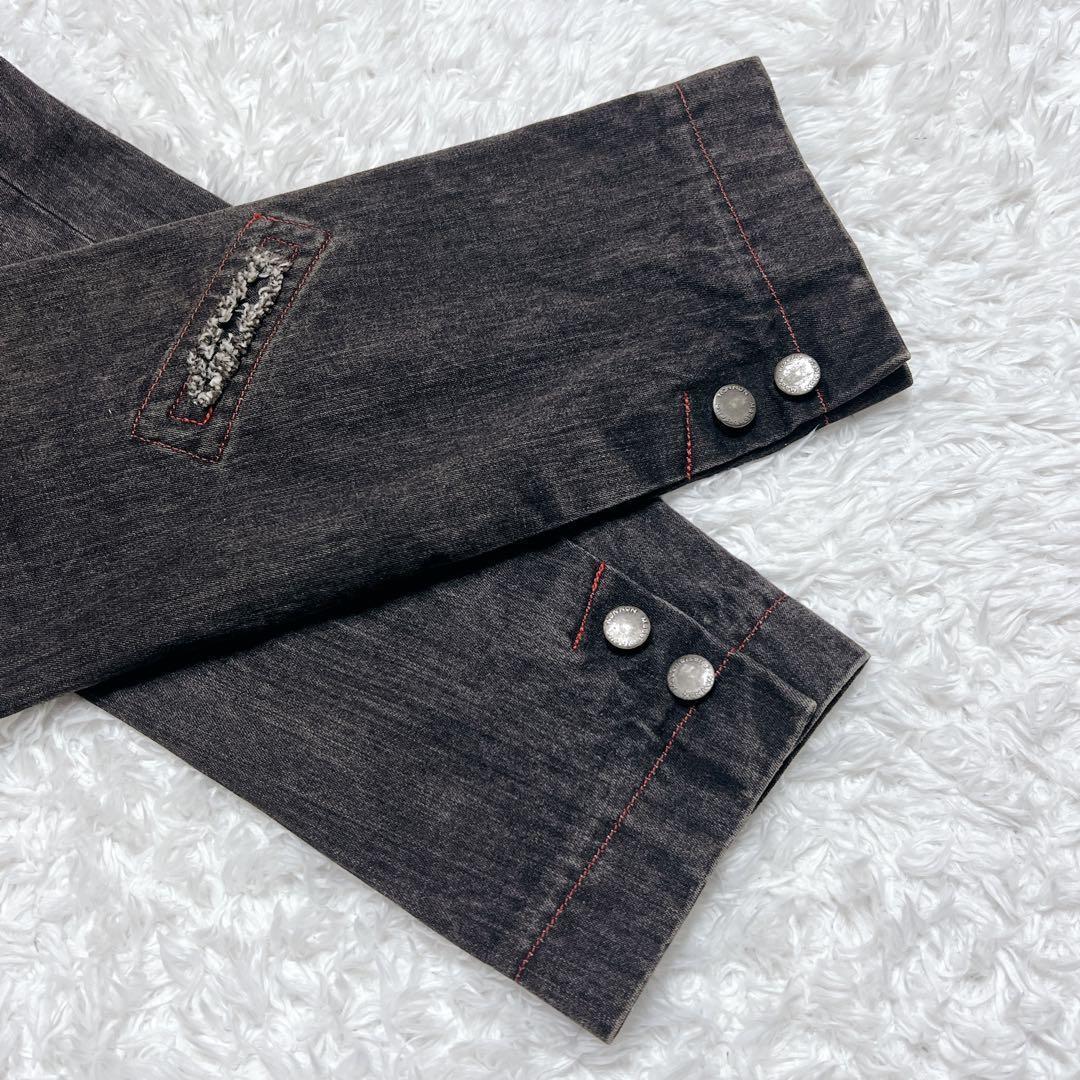 マドモアゼルノンノン ブラックデニム&レザージュ ツイードジャケット