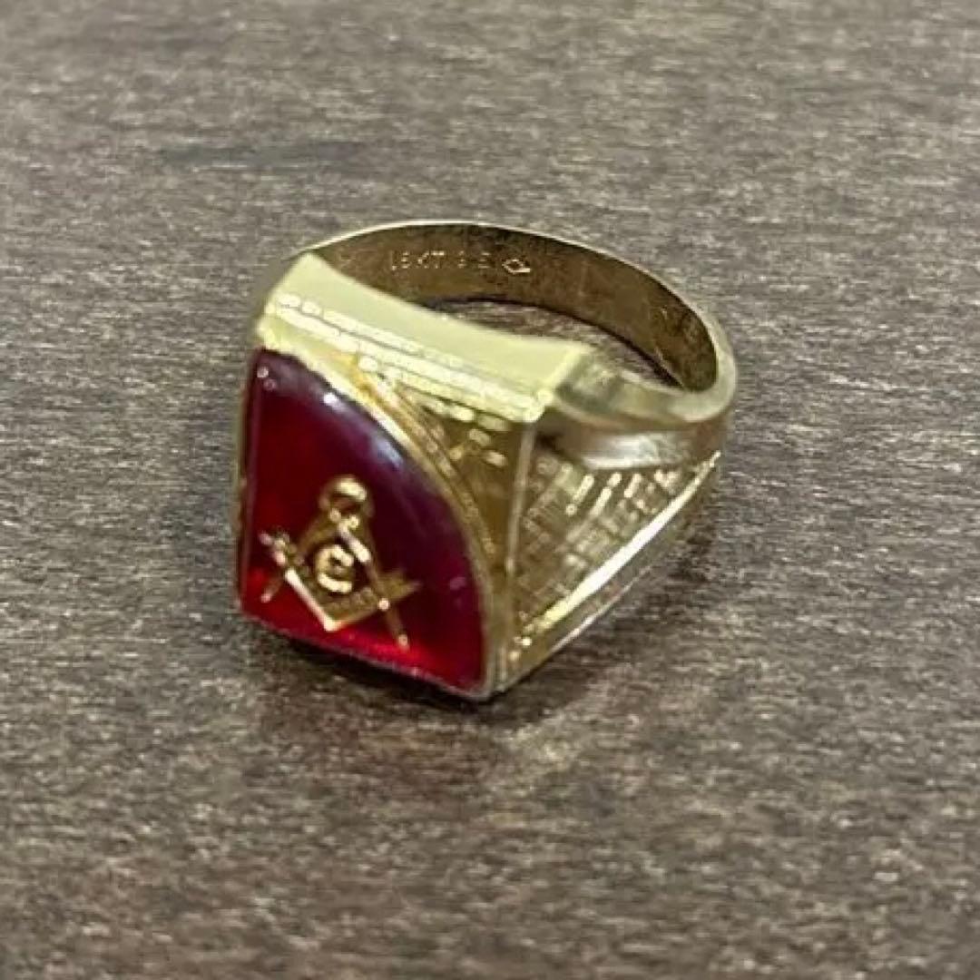 ビンテージ フリーメイソン 秘密結社 18KT GPゴールド 指輪 リング