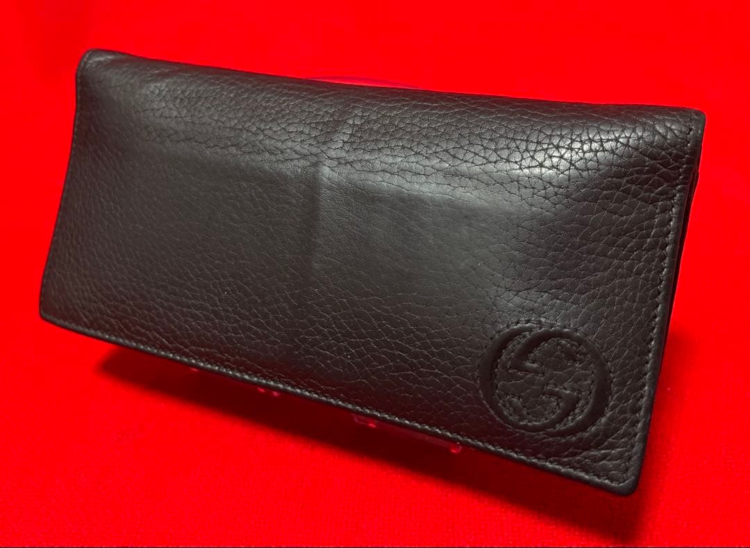 定価12万.本物　GUCCI グッチ 本革　インターロッキング　財布　長財布　黒