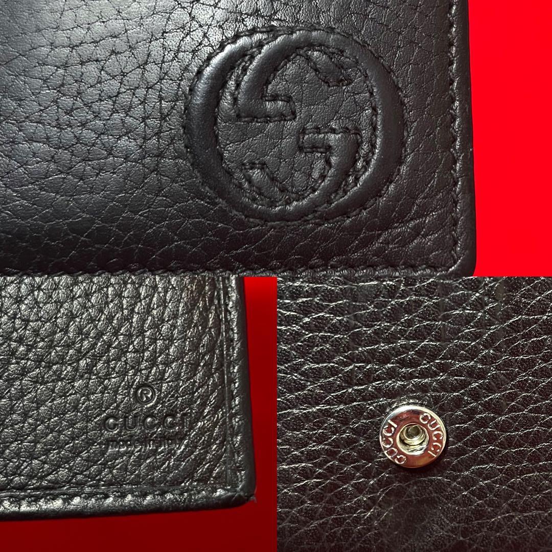 定価12万.本物　GUCCI グッチ 本革　インターロッキング　財布　長財布　黒